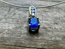 Load image into Gallery viewer, SAPPHIRE AND DIAMOND DROP NECKLACE IN 14KT WHITE GOLD
