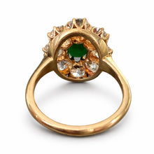 Load image into Gallery viewer, Antique Turquoise &amp; Diamond Cluster Ring in 18kt Gold c.1890
