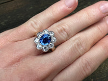 Load image into Gallery viewer, GIA Certified 4.51ctw Unheated Ceylon Sapphire &amp; Diamond Cluster Ring
