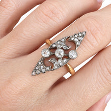 Load image into Gallery viewer, Belle Époque Diamond Navette Ring in 18k Gold and Platinum, circa 1900
