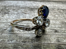 Load image into Gallery viewer, ANTIQUE TIARA NATURAL SAPPHIRE AND DIAMOND RING
