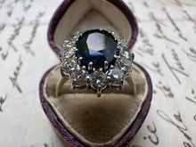 Load image into Gallery viewer, VINTAGE SAPPHIRE AND DIAMOND DIANA RING IN 18KT WHITE GOLD
