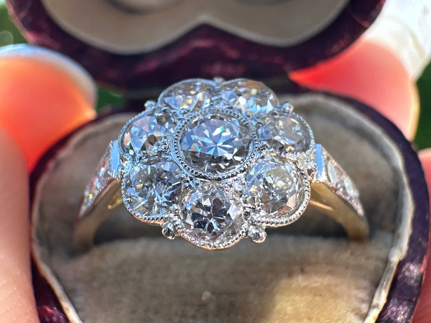 EDWARDIAN DIAMOND ROSETTE CLUSTER RING