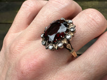 Load image into Gallery viewer, Italian 1930s Garnet &amp; Rose-Cut Diamond Margherita Ring in 18k Gold
