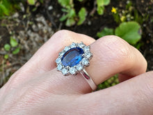 Load image into Gallery viewer, -RESERVED- NATURAL SAPPHIRE AND DIAMOND DIANA RING IN 18KT WHITE GOLD
