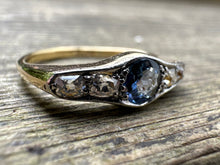 Load image into Gallery viewer, SAPPHIRE AND OLD CUT DIAMOND BAND IN 18KT YELLOW GOLD AND PLATINUM
