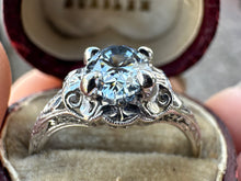 Load image into Gallery viewer, ART DECO BLUE DIAMOND RING IN 18KT WHITE GOLD
