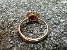 Load image into Gallery viewer, EDWARDIAN ALMANDINE GARNET AND DIAMOND ROSETTE RING
