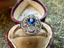 Load image into Gallery viewer, -RESERVED- ART DECO SAPPHIRE AND DIAMOND NAVETTE RING IN 18KT WHITE GOLD
