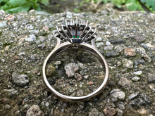 Load image into Gallery viewer, EMERALD AND DIAMOND FLORAL RING IN 18KT WHITE GOLD
