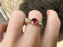 Load image into Gallery viewer, VINTAGE NATURAL RUBY AND DIAMOND TRILOGY RING
