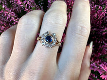 Load image into Gallery viewer, Late Victorian Sapphire &amp; Diamond Horseshoe Ring in 18k Gold
