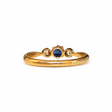 Load image into Gallery viewer, Antique French Natural Sapphire &amp; Diamond Ring in 18K Gold
