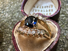 Load image into Gallery viewer, -RESERVED- SAPPHIRE AND DIAMOND EYE RING IN 18KT YELLOW GOLD
