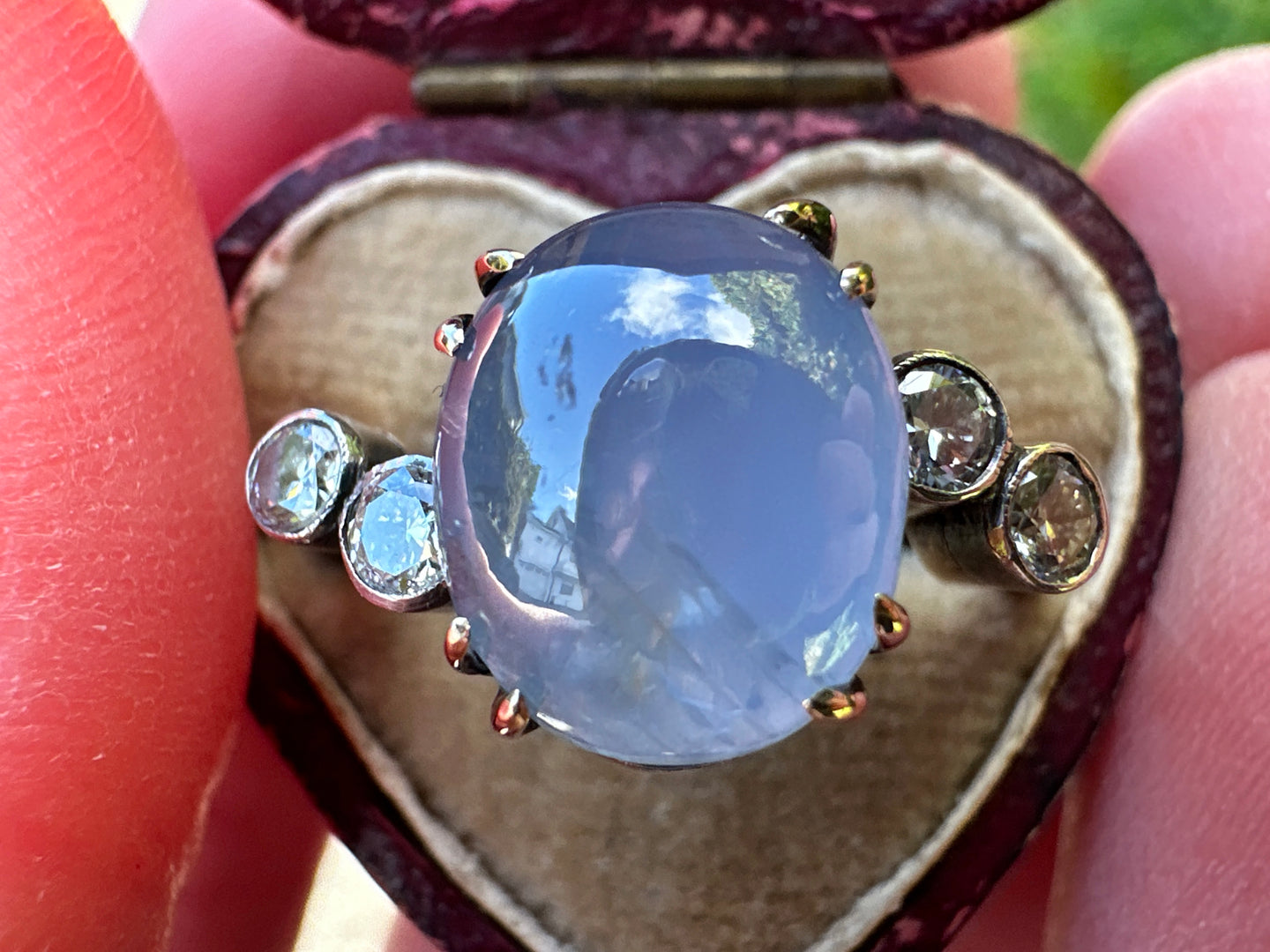 ANTIQUE STAR SAPPHIRE AND DIAMOND RING