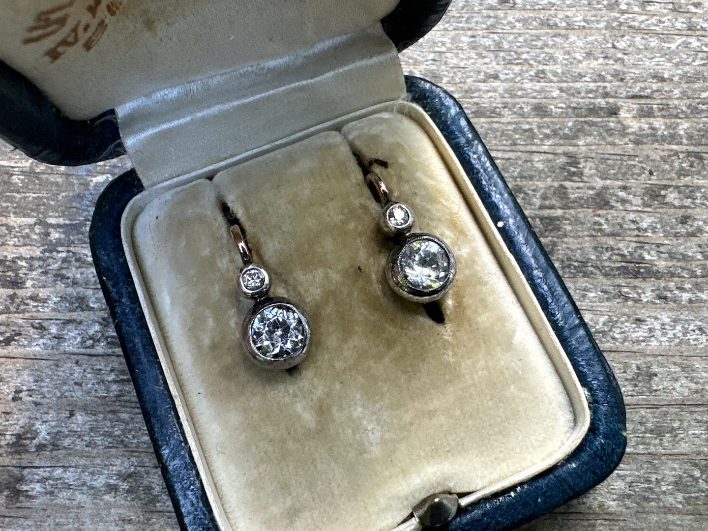 ANTIQUE DIAMOND AND WHITE SAPPHIRE EARRINGS
