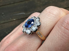 Load image into Gallery viewer, GIA Certified 4.51ctw Unheated Ceylon Sapphire &amp; Diamond Cluster Ring
