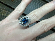 Load image into Gallery viewer, EARLY ART DECO SAPPHIRE AND DIAMOND RING IN 18KT WHITE GOLD
