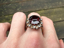 Load image into Gallery viewer, Italian 1930s Garnet &amp; Rose-Cut Diamond Margherita Ring in 18k Gold
