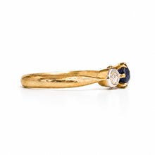 Load image into Gallery viewer, Antique French Natural Sapphire &amp; Diamond Ring in 18K Gold
