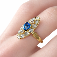 Load image into Gallery viewer, Late Victorian Sapphire and Diamond 18K Gold Ring - GRS Certified
