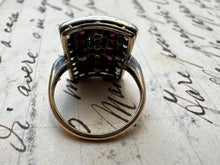 Load image into Gallery viewer, ART DECO DIAMOND AND RUBY SHIELD RING
