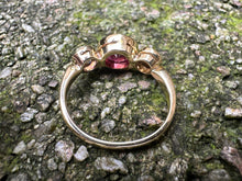 Load image into Gallery viewer, VINTAGE NATURAL RUBY AND DIAMOND TRILOGY RING
