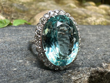 Load image into Gallery viewer, IMPRESSIVE AQUAMARINE AND DIAMOND RING IN 18KT WHITE GOLD
