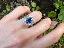 Load image into Gallery viewer, -RESERVED- NATURAL SAPPHIRE AND DIAMOND DIANA RING IN 18KT WHITE GOLD
