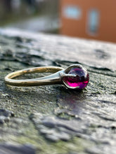 Load image into Gallery viewer, ANTIQUE RHODOLITE GARNET RING IN 14KT YELLOW GOLD
