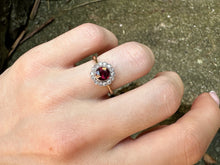 Load image into Gallery viewer, EDWARDIAN ALMANDINE GARNET AND DIAMOND ROSETTE RING
