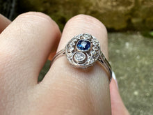 Load image into Gallery viewer, -RESERVED- ART DECO SAPPHIRE AND DIAMOND NAVETTE RING IN 18KT WHITE GOLD
