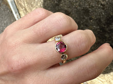 Load image into Gallery viewer, VINTAGE NATURAL RUBY AND DIAMOND TRILOGY RING
