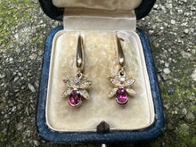 Load image into Gallery viewer, VINTAGE NATURAL RUBY AND DIAMOND BUTTERFLY EARRINGS
