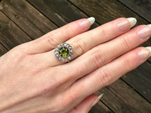 Load image into Gallery viewer, Late Victorian Green Paste Cluster Ring with Pink-Tinted Diamond Accent
