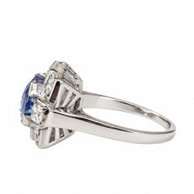 Load image into Gallery viewer, French Art Deco 5ct Unheated Burmese Sapphire &amp; Diamond Platinum Ring
