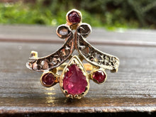 Load image into Gallery viewer, ANTIQUE RUBY AND DIAMOND TIARA RING
