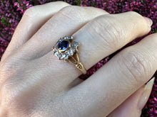 Load image into Gallery viewer, Late Victorian Sapphire &amp; Diamond Horseshoe Ring in 18k Gold
