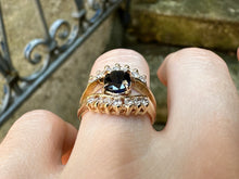 Load image into Gallery viewer, -RESERVED- SAPPHIRE AND DIAMOND EYE RING IN 18KT YELLOW GOLD
