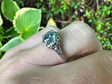 Load image into Gallery viewer, ART DECO BLUE DIAMOND RING IN 18KT WHITE GOLD
