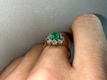 Load image into Gallery viewer, Vintage Colombian Emerald &amp; Diamond Ring in 18k White Gold
