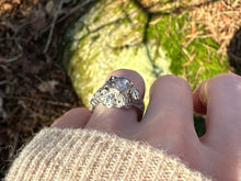 Load image into Gallery viewer, Early Art Deco 18K White Gold Filigree Ring – 1.10ct Rosecut Diamond
