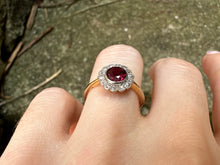 Load image into Gallery viewer, EDWARDIAN ALMANDINE GARNET AND DIAMOND ROSETTE RING
