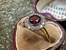 Load image into Gallery viewer, EDWARDIAN ALMANDINE GARNET AND DIAMOND ROSETTE RING
