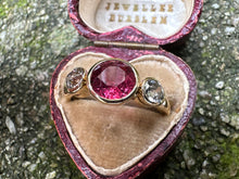 Load image into Gallery viewer, VINTAGE NATURAL RUBY AND DIAMOND TRILOGY RING
