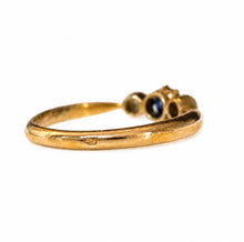 Load image into Gallery viewer, Antique French Natural Sapphire &amp; Diamond Ring in 18K Gold

