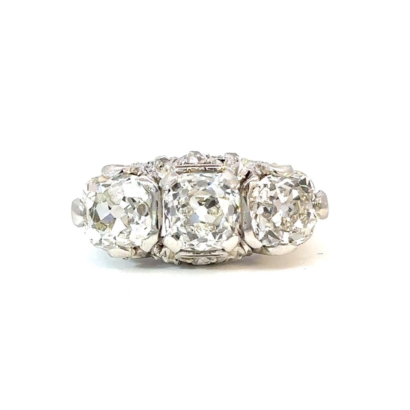 -Reserved- Exquisite Edwardian 5.61ctw Diamond Trilogy Ring - Platinum Heirloom