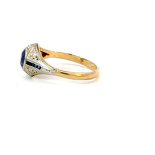 Load image into Gallery viewer, Art Deco Geometric Sapphire Ring in 18K Yellow &amp; White Gold
