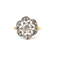 Load image into Gallery viewer, Delicate Art Nouveau Filigree Diamond Ring in 18K Yellow Gold
