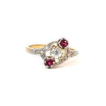 Load image into Gallery viewer, French Art Nouveau Diamond &amp; Ruby Ring in 18K Gold &amp; Platinum
